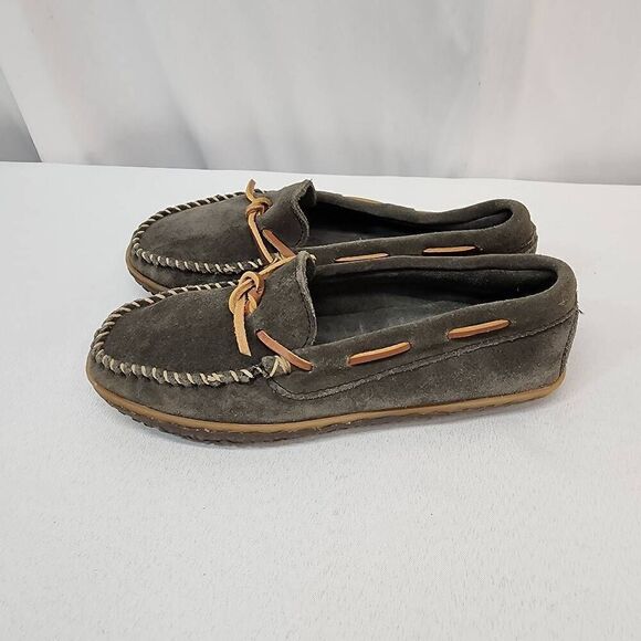 Minnetonka Women's Size 8 Tie Tread Slip On Shoes Suede Comfort Slip On Leather - Picture 5 of 8